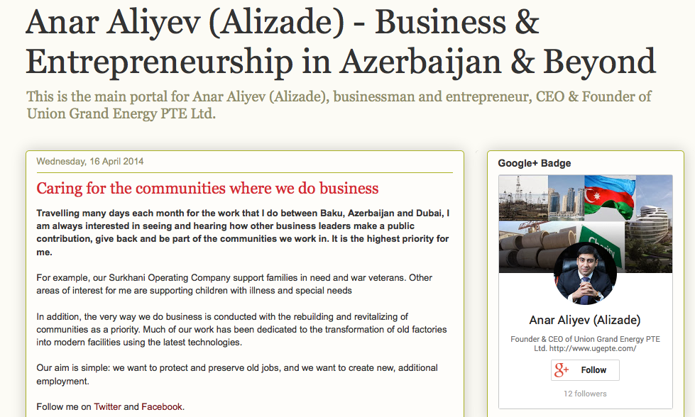 Anar Aliyev (Alizade) notes public contributions of business leaders important